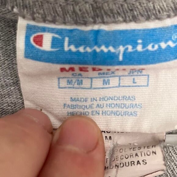 Vintage Champion Gray t shirt. Spellout. Size Medium - Picture 2 of 4
